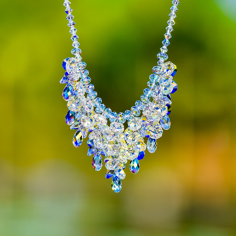 良辰超闪水滴水晶项链吊坠华丽套链锁骨链时尚大气性感晚礼服配饰