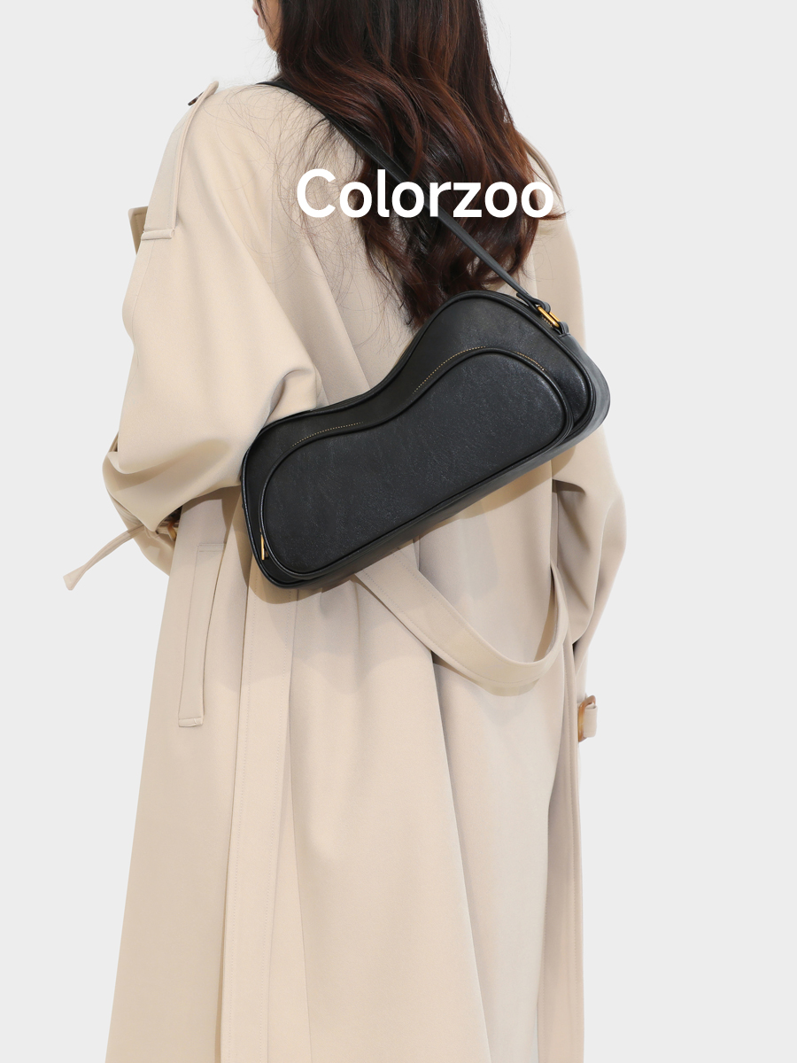 Colorzoo牛皮小众设计法式腋下包法棍包女2024新款高级单肩手提包
