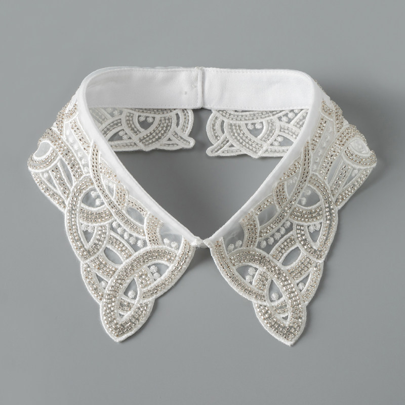 重工串珠假领子女减龄娃娃领韩版毛衣装饰领百搭蕾丝领衬衫假衣领