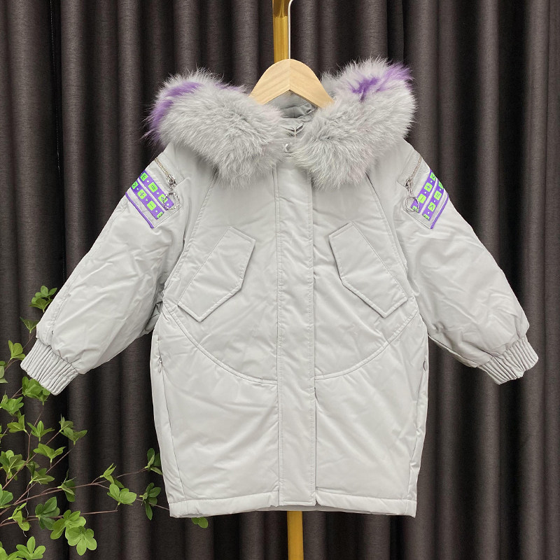 2020专柜正品禾雪中大童儿童羽绒服中长款大气毛领保暖厚外套142b
