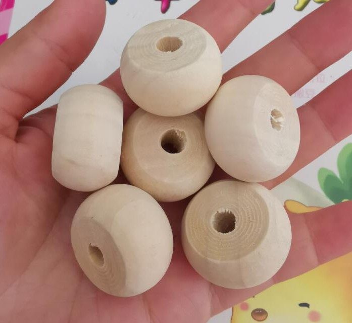 diy饰品配件原木色木珠算盘珠扁圆形珠子散珠幼儿园教具涂色