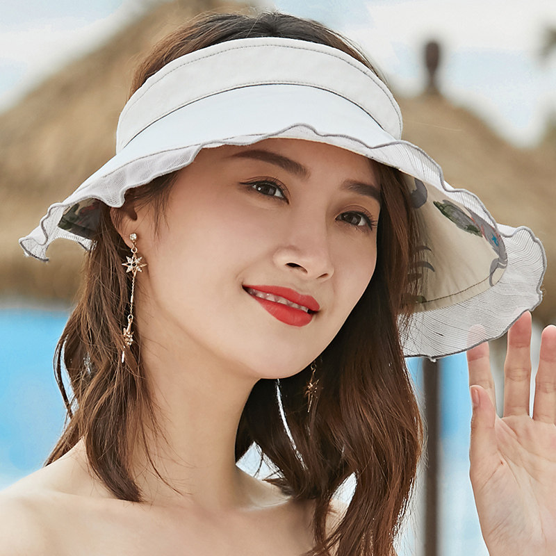新款遮阳帽夏天双面空顶帽防晒沙滩帽凉帽折叠太阳帽女潮