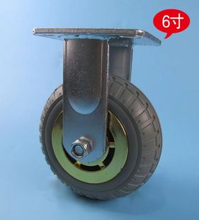 超静音6寸8寸重型工业橡胶固定脚轮实心静音万向轮推车刹车轮