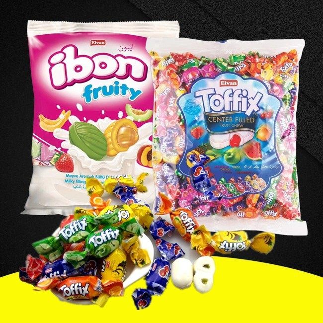 土耳其进口elvan水果夹心糖ibon混合奶糖结婚喜糖散装网红1000g装