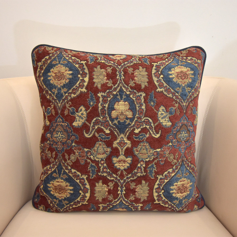 双层加厚雪尼尔美国进口红色豪华抱枕定制皮沙发靠背乔迁礼品靠垫