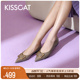 接吻猫[C引力]春季新款尖头优雅平底鞋舒适法式浅口单鞋女