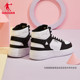 中国乔丹板鞋女2024夏季新款高帮休闲鞋白色鞋子皮面透气鞋子女鞋