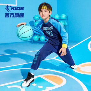 中国乔丹男童冬装套装2024春季新款儿童运动服卫衣裤子两件套童装