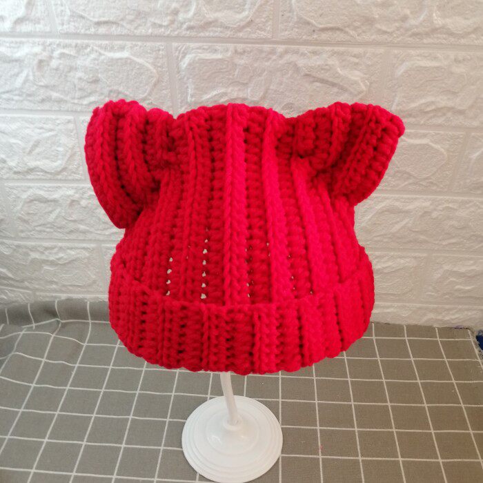 萌妈_萌妈毛线diy 猫耳造型帽子手工毛线钩织秋冬加厚diy材料包儿童帽