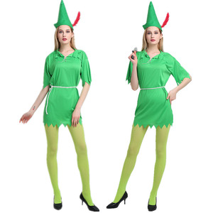 万圣节绿野仙踪绿色精灵成人儿童小飞侠彼得潘小绿人服装