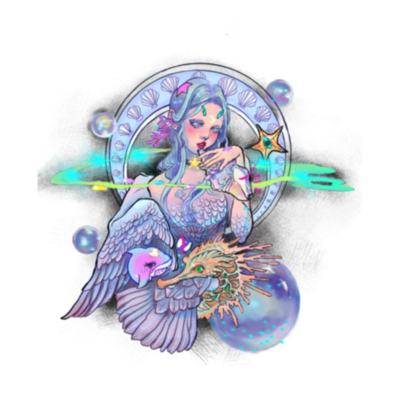 她画 黑童话人鱼姬 美人鱼卡通彩色纹身贴暗黑系持久防水女酷手臂