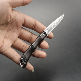 迷你大马士革钢小刀国风竹节精美折叠刀便携高硬度随身快递钥匙刀