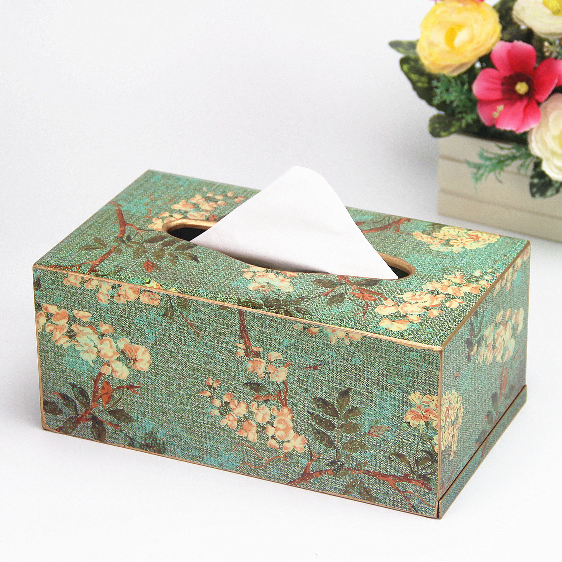 包邮 美式复古纸巾盒木质纸抽盒创意家用客厅茶几桌面欧式田园抽纸盒