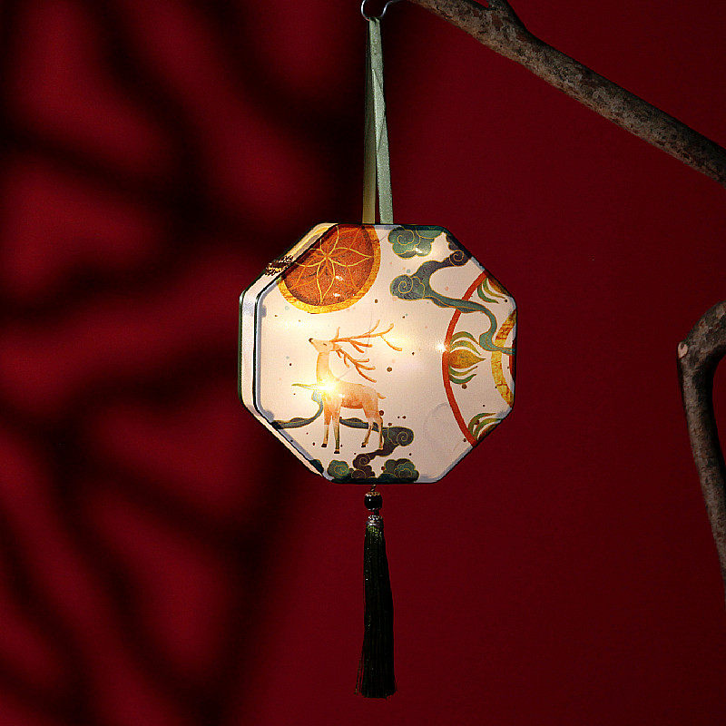七夕中秋节灯笼中国风复古宫廷手提花灯菱形汉服成品宫灯发光过年