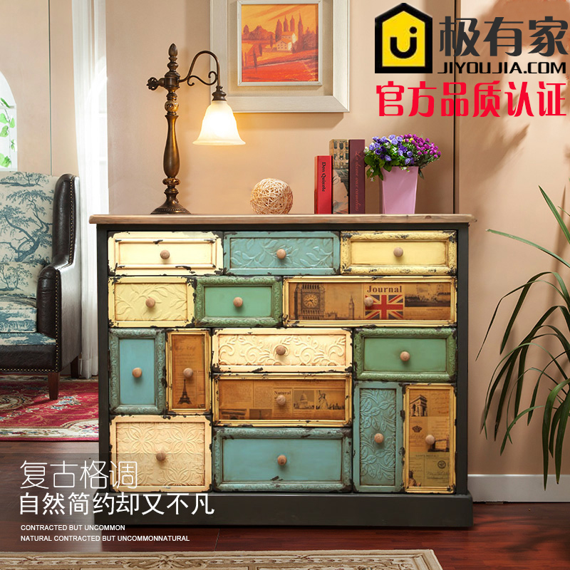 北欧彩绘田园工业风家具美式斗柜实木做旧北欧地中海风格复古柜子在类目 住宅家具, 柜类, 斗柜中 - 来自Buy2taobao.com提供专业的淘宝代购服务