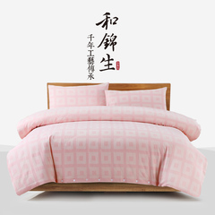 和锦生 纯棉老粗布四件套 床单式床上套件 冬季1.8米【和乐融融】