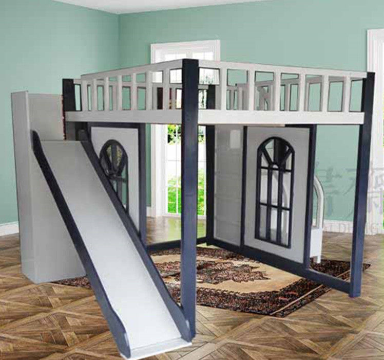 定制各种纯实木儿童滑梯床上下铺双层母子床美式造型楼梯平衡攀爬