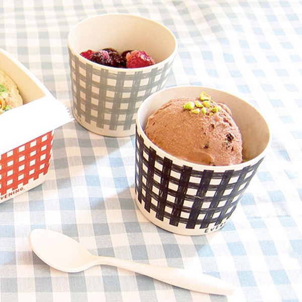 插画师设计 小池ふみ手绘格纹冰淇淋碗 日本极轻环保材质小碗_不打折