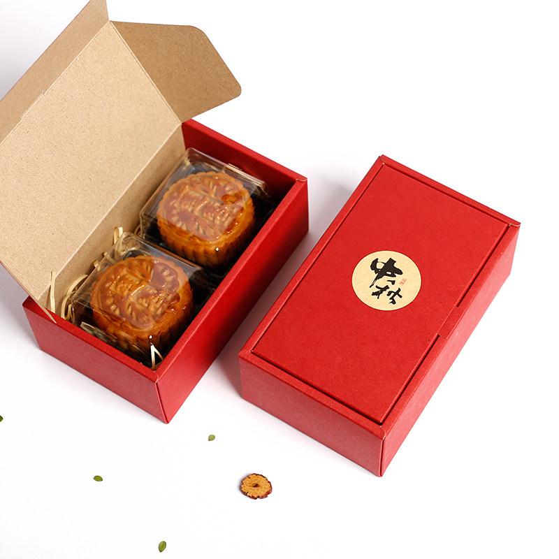 2022虎年中秋2粒两个月饼包装盒烘焙礼品盒曲奇饼干糖果雪花酥盒