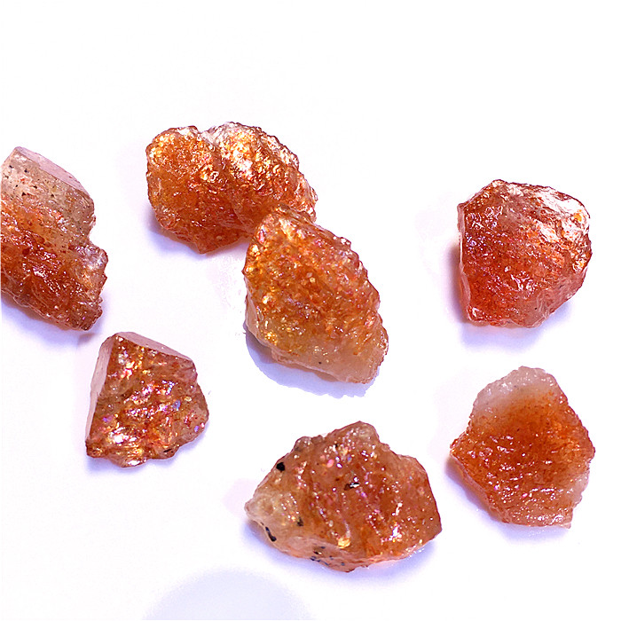 天然橙色水晶原石金太阳石草莓晶石原矿标本彩虹镶嵌耳钉戒指吊坠