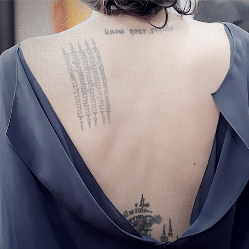 奴梵文纹身贴防水女持久安吉丽娜朱莉纹身贴暗黑系同款定制后背优惠券