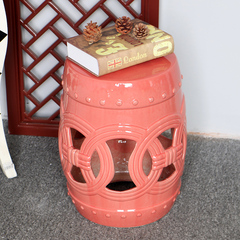中式田园新古典中国结高温单色釉梳妆换鞋凳子 陶瓷鼓凳 仿古凳子