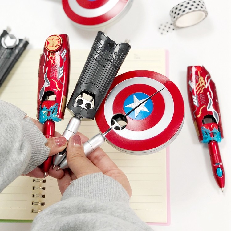 m威变形笔钢铁侠折叠笔鹰眼美国队长盾牌圆珠笔