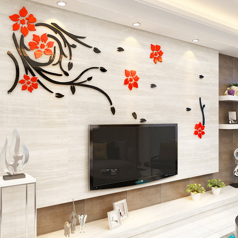 亚克力墙贴3d立体客厅电视背景墙面装饰家用温馨房间布置墙壁贴画