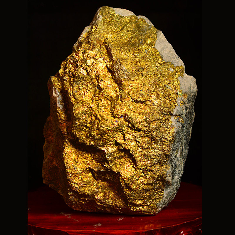 58斤 颜色堪比纯金 形状臃圆 招财镇宅佳品大型落地金石摆件39