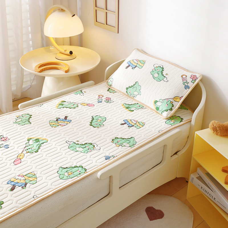 儿童乳胶凉席套件婴幼儿园可定做夏季冰丝空调席宝宝拼接床薄床垫