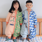 Baby sleeping bag autumn and winter anti-kick quilt thickened and warm quilted men and women middle and large children Huxibe split-leg pajamas