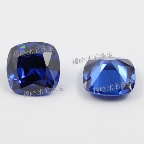 AAAAA 10x10mm 蓝色肥正方锆石裸石 梧州人造宝石