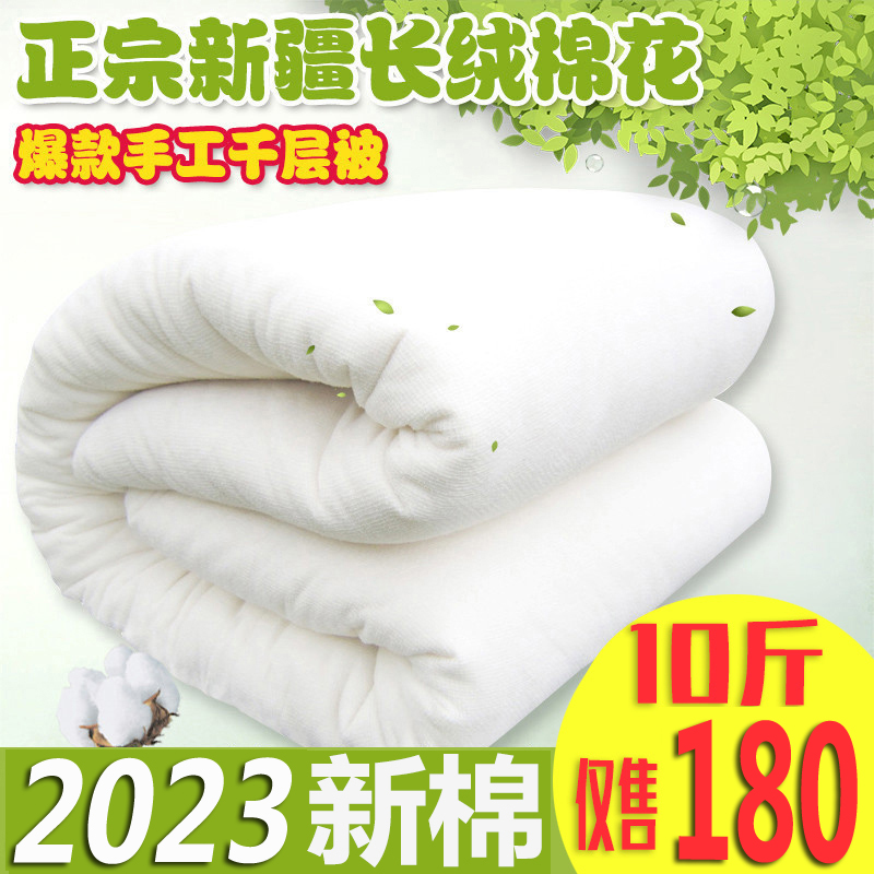 10斤新疆棉花被棉絮床垫褥子一级长绒棉100%全棉被芯加厚保暖冬被