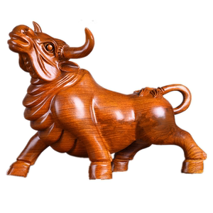 黄花梨木雕牛气冲天摆件实木雕刻生肖牛动物牛招财风水红木工艺品