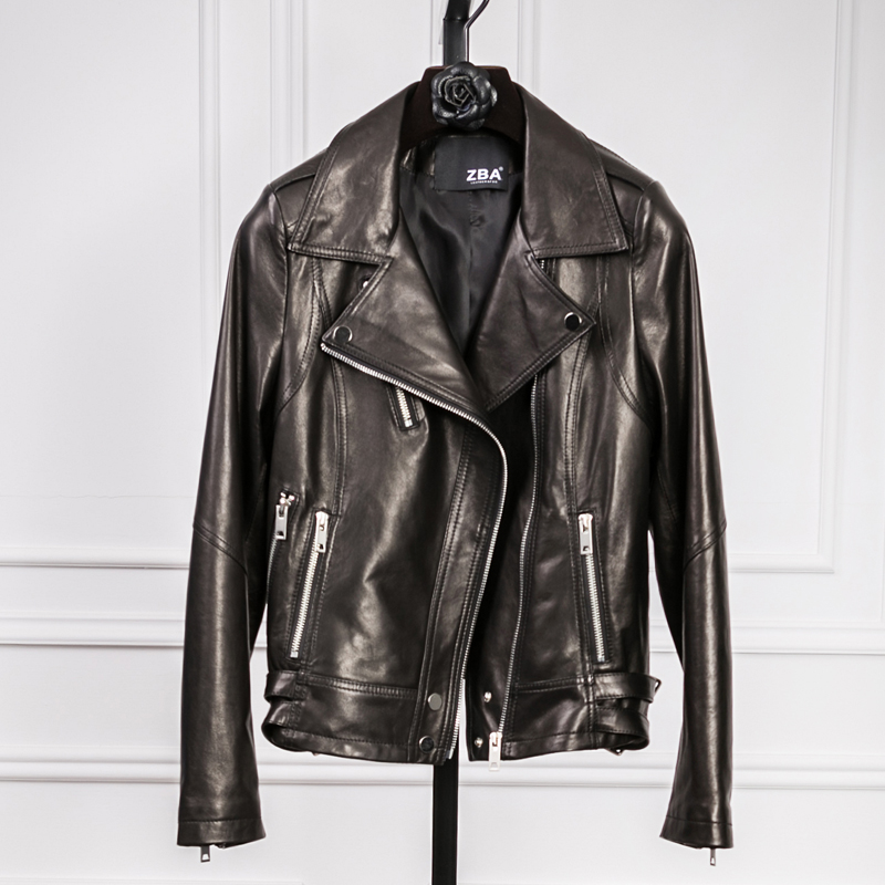 真皮皮衣女短款2018春秋海宁绵羊皮修身机车服皮夹克小皮衣外套女