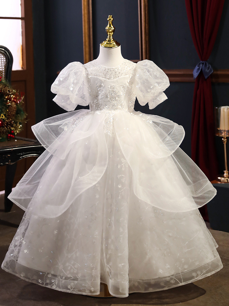 女童晚礼服主持钢琴小提琴考级洋气公主裙气质拖尾儿童走秀礼服裙