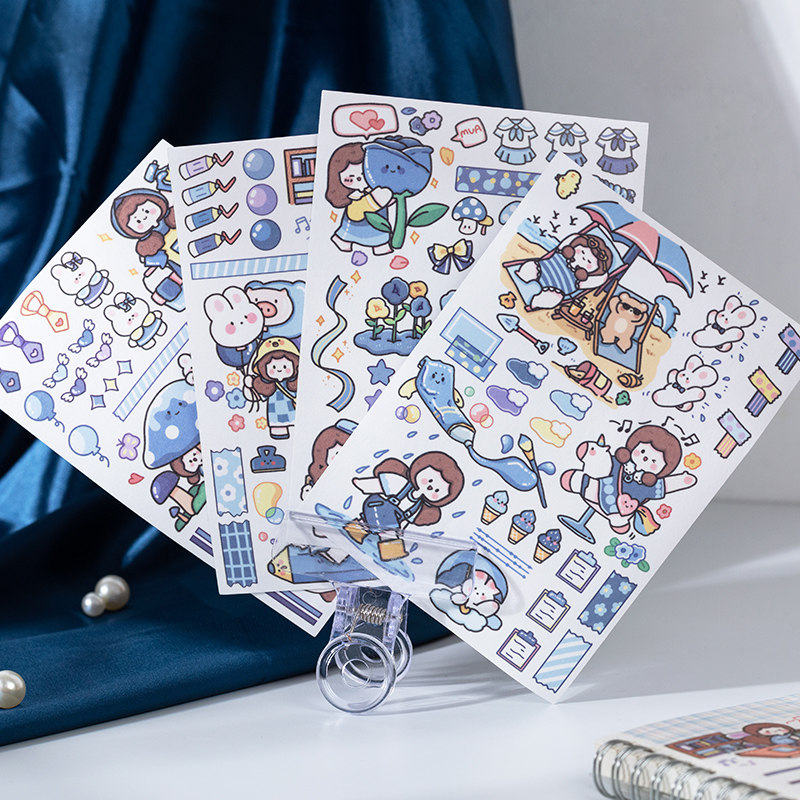 有控 阿果和纸贴纸 语闲可爱人物手帐装饰贴画春日游玩手账拼贴画