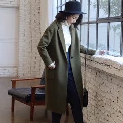 2016秋冬季新款韩版女装修身显瘦毛呢外套中长款羊毛呢子大衣外套