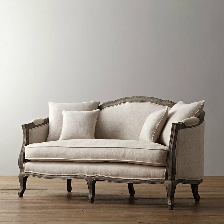 木朵朵家具美式纯亚麻布艺沙发客厅定制法式复古红橡木原木沙发椅