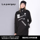 Lapargay纳帕佳新款个性时尚徽章字母胶印连衣裙黑色女装显瘦