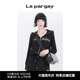Lapargay纳帕佳新款女装黑色上衣个性时尚字母长袖连帽短款外套