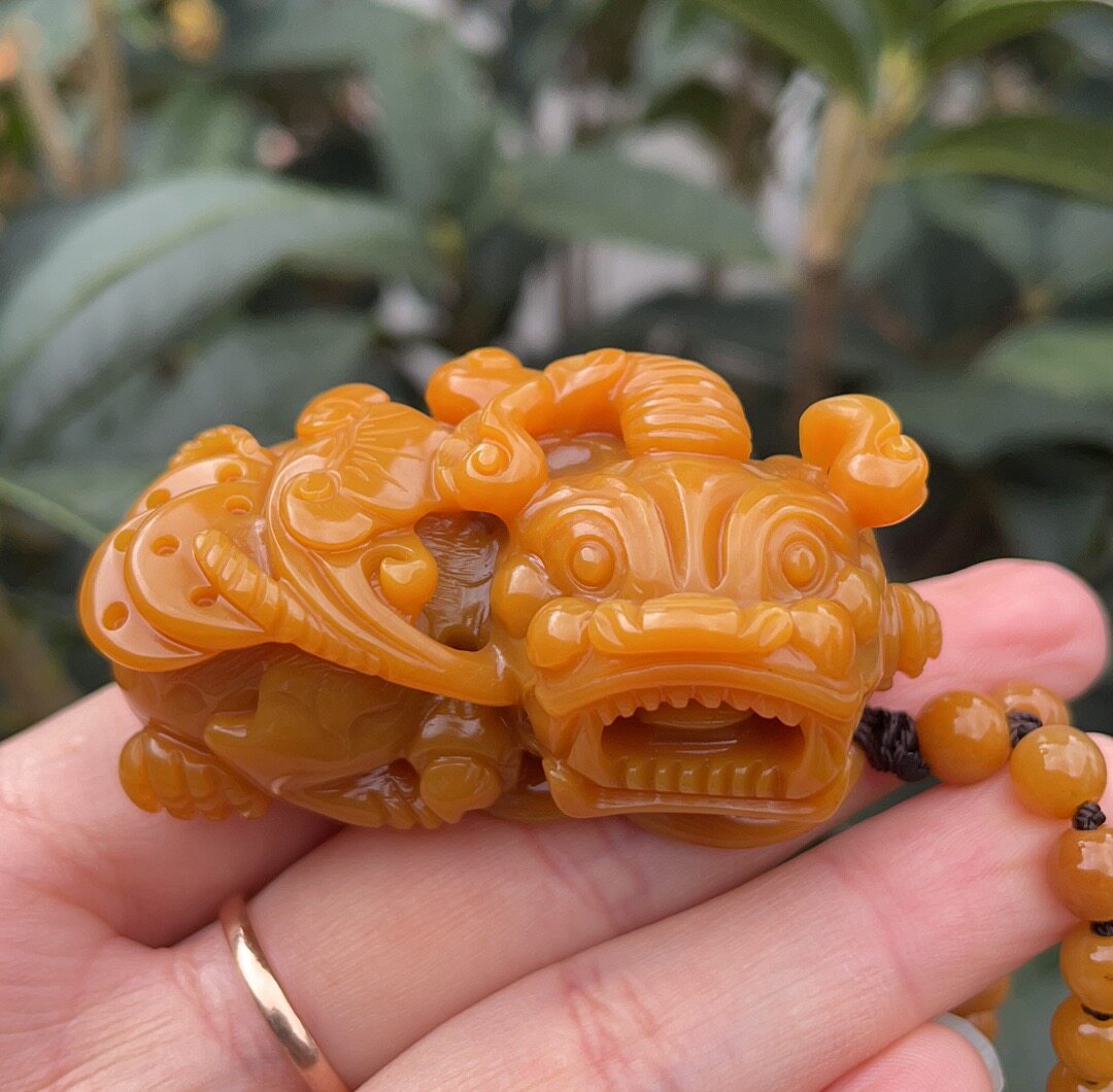 杨玉家天然黄龙玉缅黄帝王黄满色精雕霸王貔貅手玩挂件证书包邮新