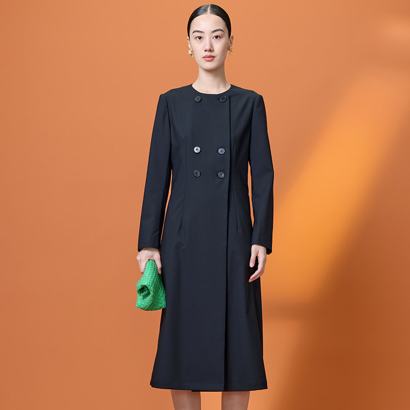 女风衣圆领外套