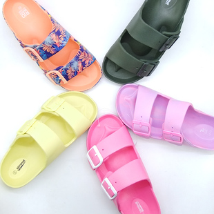 外贸EVA男女童儿童中童休闲一字拖鞋可调鞋带遇水速干凉拖鞋博肯
