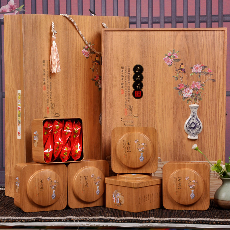 五一送礼礼品金骏眉茶叶高档木质礼盒装武夷山福建红茶金俊眉新茶
