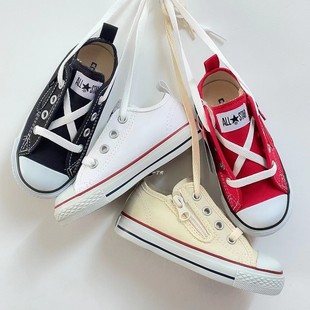 日本日版匡威童鞋 Converse 低帮帆布鞋 侧拉链男女童运动鞋