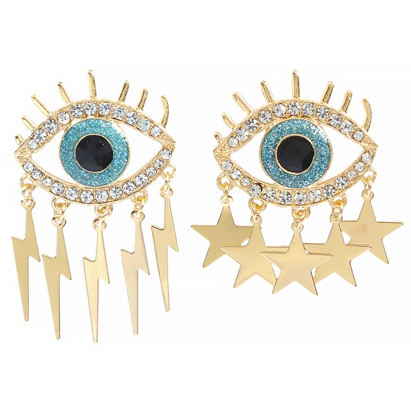 现售evileyeearstud星星闪电镶钻耳钉
