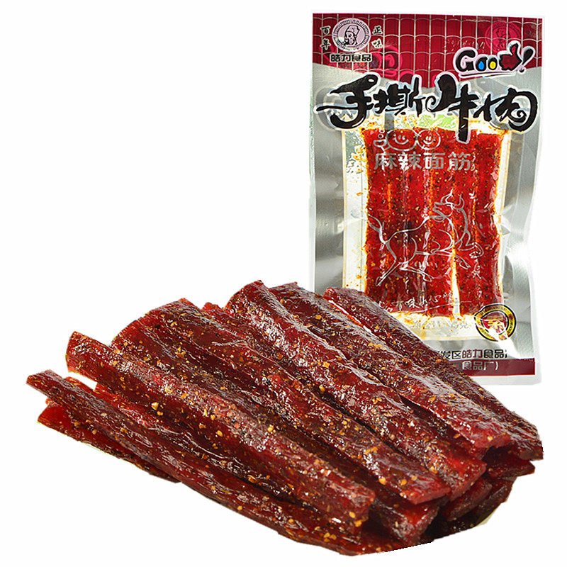 重庆四川特色小吃皓力手撕牛肉单根素辣条麻辣面筋30克*15包邮