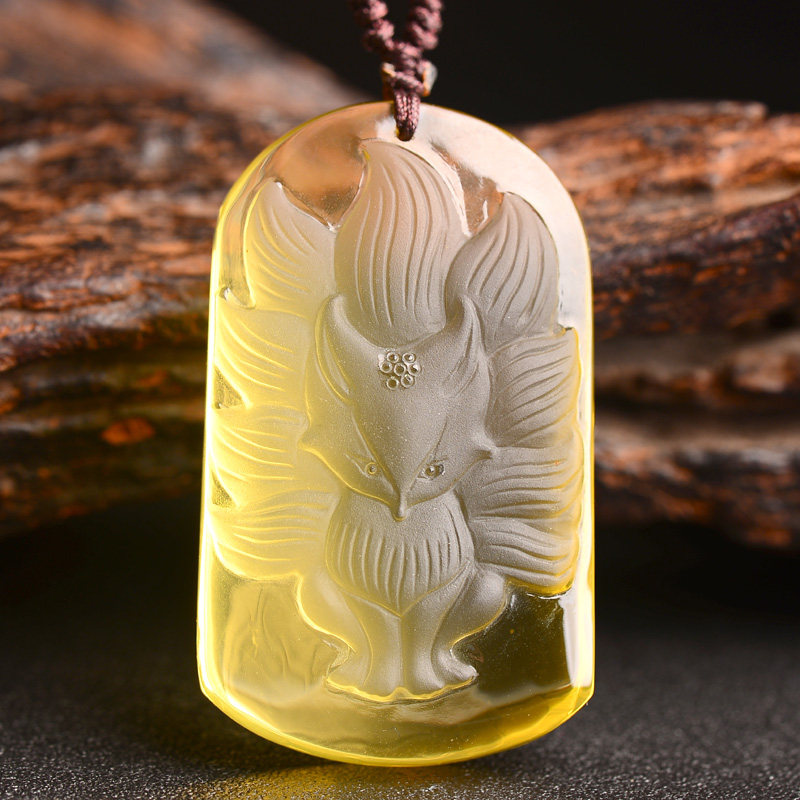 映运珠宝旗舰店的优惠券大全—天然黄水晶狐狸吊坠九尾狐吊坠男女随身