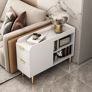 轻奢岩板沙发边几客厅超窄沙发边柜侧边柜现代简约储物柜子小角几